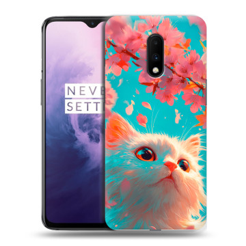 Силиконовый чехол на OnePlus 7 с принтом Красивый кот