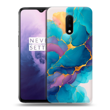 Силиконовый чехол на OnePlus 7 с принтом Мрамор блестки