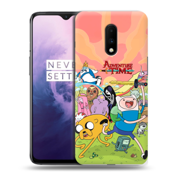 Силиконовый чехол на OnePlus 7 с принтом Adventure time Время приключений