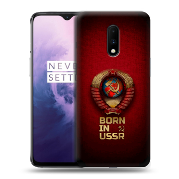 Силиконовый чехол на OnePlus 7 с принтом Флаг Герб СССР