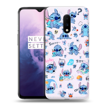 Силиконовый чехол на OnePlus 7 с принтом Лило и Стич