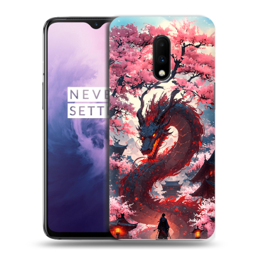 Силиконовый чехол на OnePlus 7 с принтом Дракон Японский Силиконовый чехол на OnePlus 7 с принтом Дракон Японский