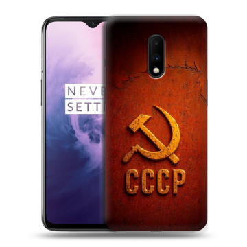 Силиконовый чехол на OnePlus 7 с принтом Флаг Герб СССР Силиконовый чехол на OnePlus 7 с принтом Флаг Герб СССР