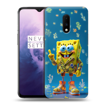 Силиконовый чехол на OnePlus 7 с принтом Спанч боб Спанчбоб