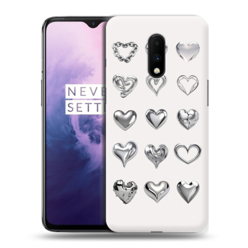 Силиконовый чехол на OnePlus 7 с принтом Y2K сердечки
