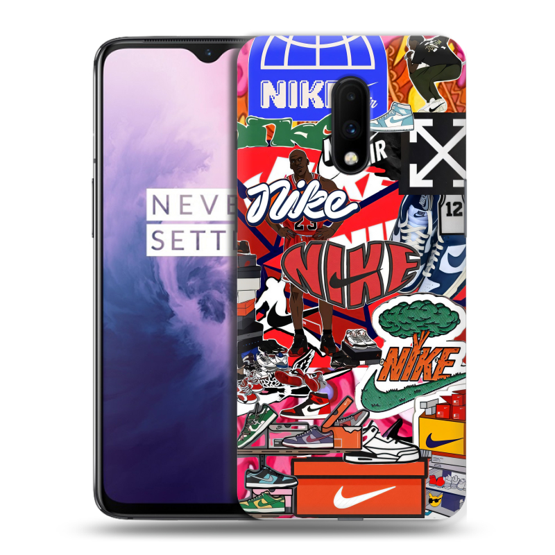 Пластиковый чехол на OnePlus 7 с принтом Найк Nike яркий Пластиковый чехол на OnePlus 7 с принтом Найк Nike яркий