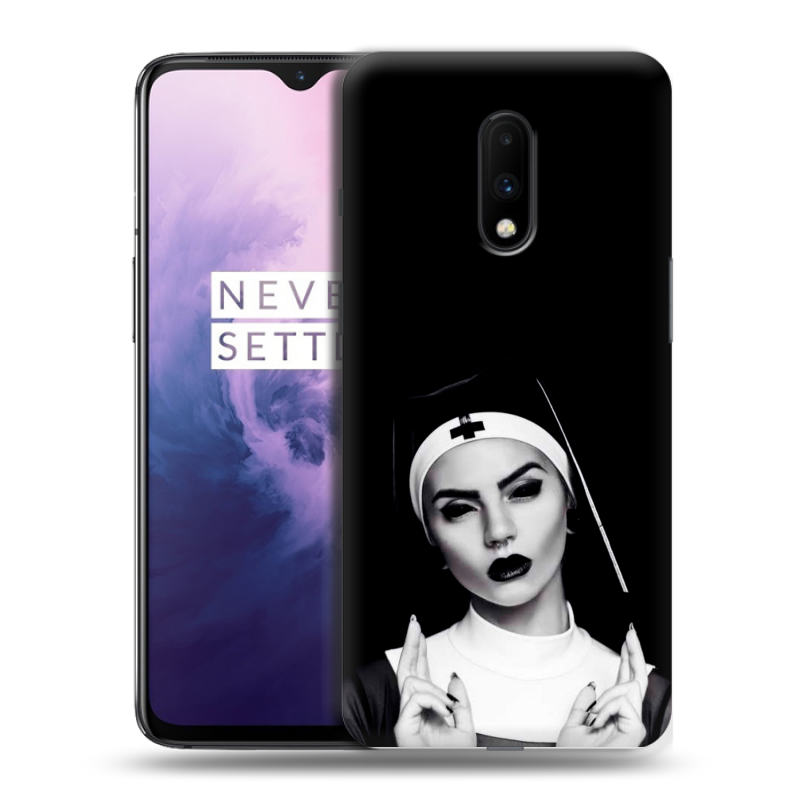 Силиконовый чехол на OnePlus 7 с принтом монашка Силиконовый чехол на OnePlus 7 с принтом монашка