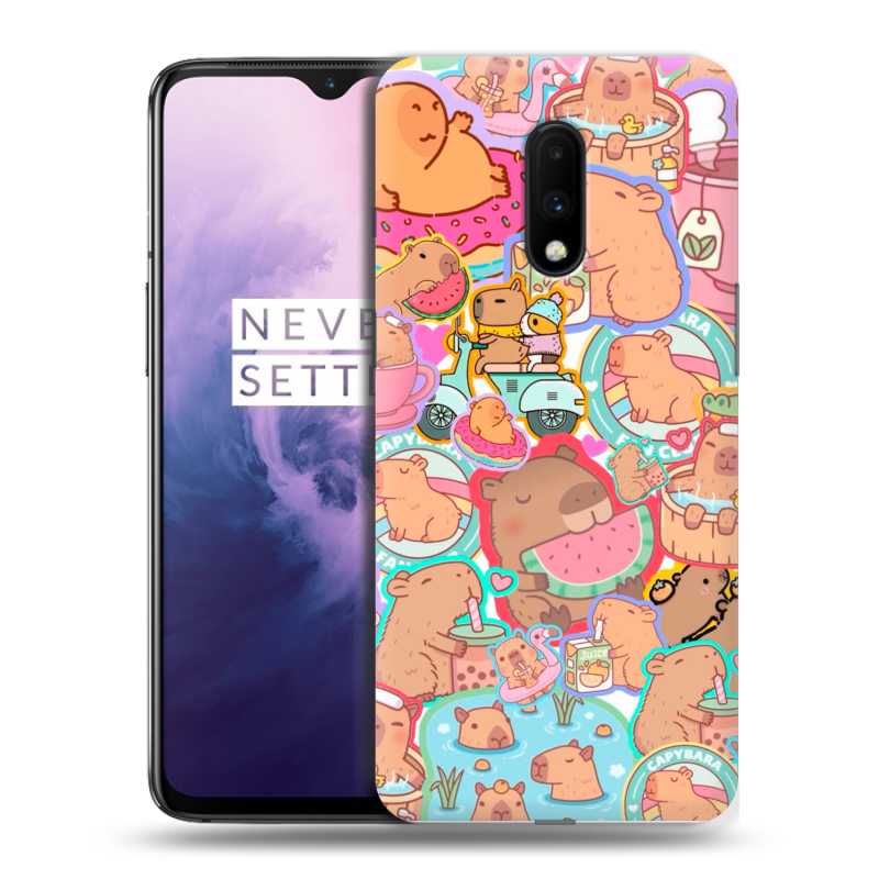 Силиконовый чехол на OnePlus 7 с принтом капибары Силиконовый чехол на OnePlus 7 с принтом капибары