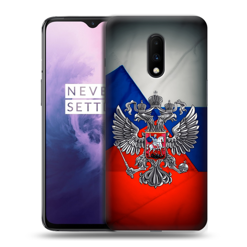 Силиконовый чехол на OnePlus 7 с принтом Флаг России Силиконовый чехол на OnePlus 7 с принтом Флаг России