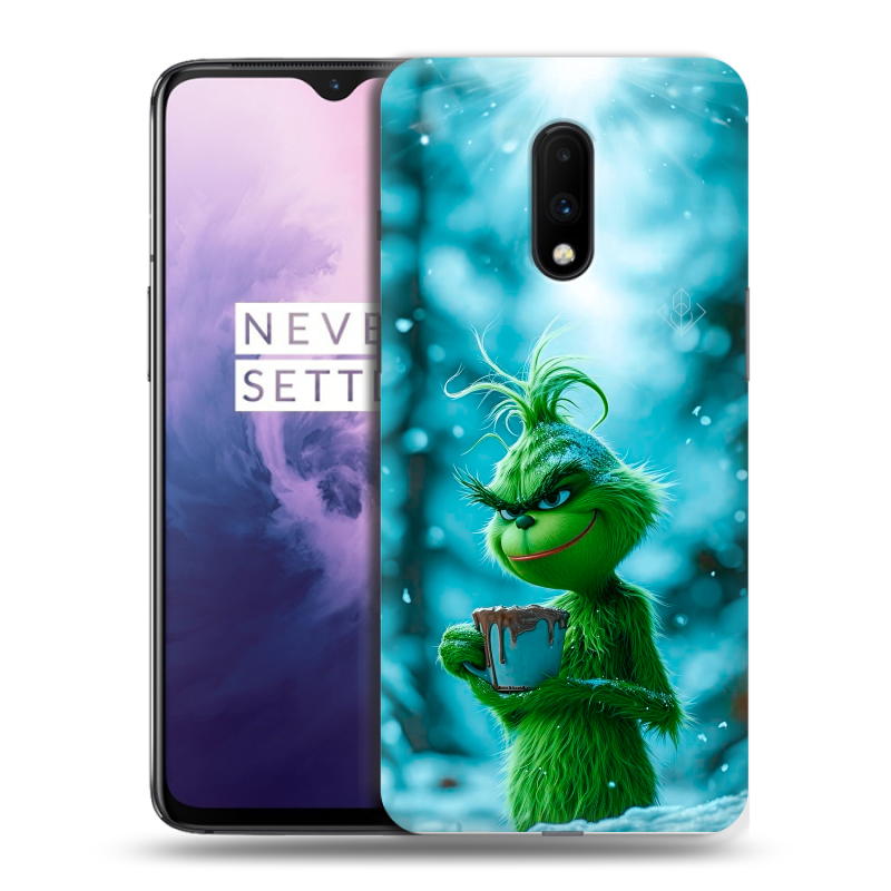 Пластиковый чехол на OnePlus 7 с принтом Новый год гринч Пластиковый чехол на OnePlus 7 с принтом Новый год гринч