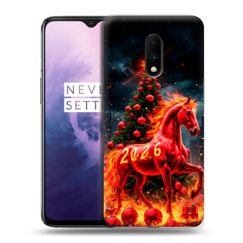 Силиконовый чехол на OnePlus 7 с принтом Новый год Силиконовый чехол на OnePlus 7 с принтом Новый год