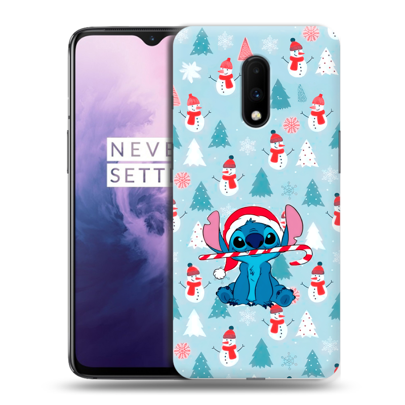 Силиконовый чехол на OnePlus 7 с принтом Стич Новый год Силиконовый чехол на OnePlus 7 с принтом Стич Новый год