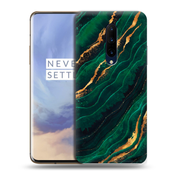 Силиконовый чехол на OnePlus 7 Pro с принтом Мрамор зеленое золото Силиконовый чехол на OnePlus 7 Pro с принтом Мрамор зеленое золото