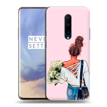 Силиконовый чехол на OnePlus 7 Pro с принтом Девушка и букет