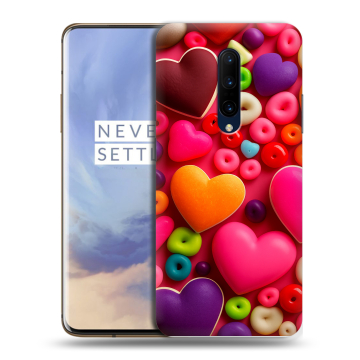 Силиконовый чехол на OnePlus 7 Pro с принтом Сердечки