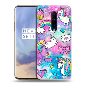 Силиконовый чехол на OnePlus 7 Pro с принтом Единороги