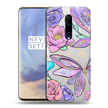 Силиконовый чехол на OnePlus 7 Pro с принтом Бабочки и цветы Силиконовый чехол на OnePlus 7 Pro с принтом Бабочки и цветы
