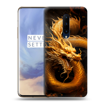 Силиконовый чехол на OnePlus 7 Pro с принтом Золотой дракон Силиконовый чехол на OnePlus 7 Pro с принтом Золотой дракон