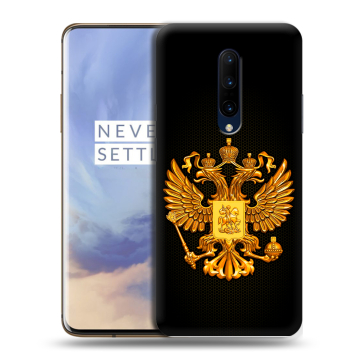 Силиконовый чехол на OnePlus 7 Pro с принтом Герб России желтый Силиконовый чехол на OnePlus 7 Pro с принтом Герб России желтый