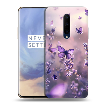 Силиконовый чехол на OnePlus 7 Pro с принтом бабочки и лаванда Силиконовый чехол на OnePlus 7 Pro с принтом бабочки и лаванда