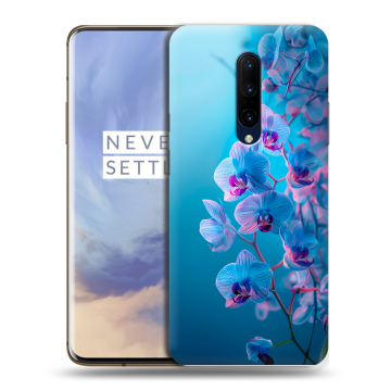 Силиконовый чехол на OnePlus 7 Pro с принтом голубые орхидеи Силиконовый чехол на OnePlus 7 Pro с принтом голубые орхидеи