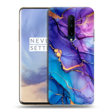 Силиконовый чехол на OnePlus 7 Pro с принтом синий мрамор Силиконовый чехол на OnePlus 7 Pro с принтом синий мрамор