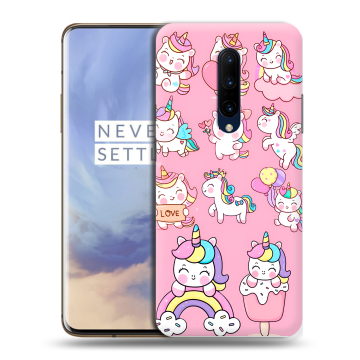 Силиконовый чехол на OnePlus 7 Pro с принтом Единороги и радуга Силиконовый чехол на OnePlus 7 Pro с принтом Единороги и радуга