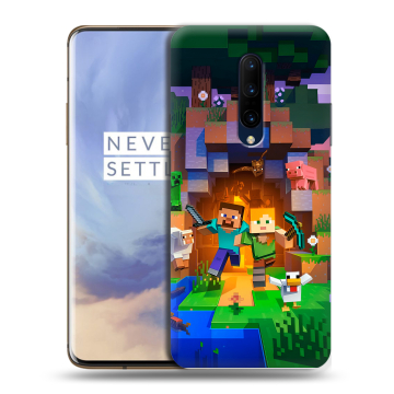 Силиконовый чехол на OnePlus 7 Pro с принтом Майнкрафт Minecraft Силиконовый чехол на OnePlus 7 Pro с принтом Майнкрафт Minecraft