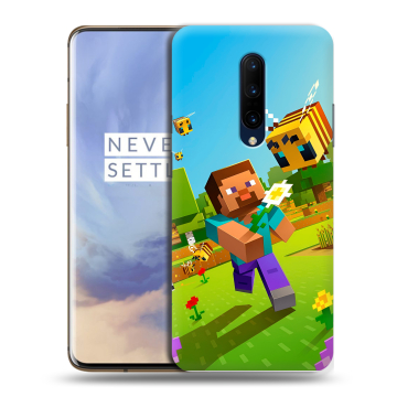 Силиконовый чехол на OnePlus 7 Pro с принтом Майнкрафт Minecraft