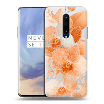 Силиконовый чехол на OnePlus 7 Pro с принтом Бежевые цветы