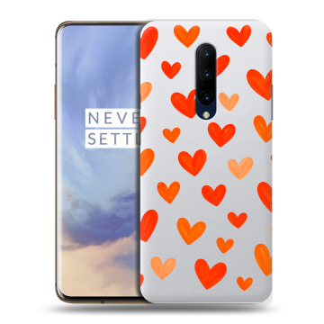 Силиконовый чехол на OnePlus 7 Pro с принтом Сердечки