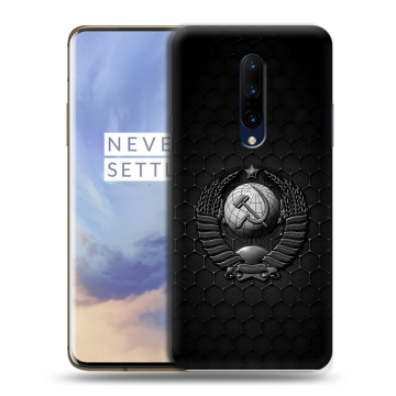 Силиконовый чехол на OnePlus 7 Pro с принтом Герб Флаг СССР