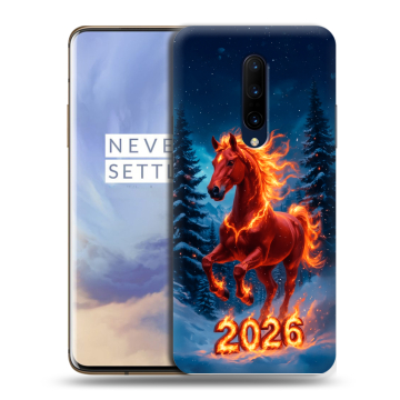 Силиконовый чехол на OnePlus 7 Pro с принтом Новый год коня