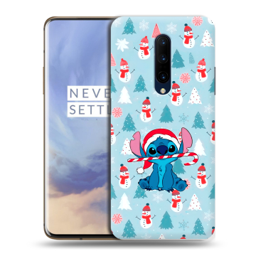Силиконовый чехол на OnePlus 7 Pro с принтом Стич Новый год