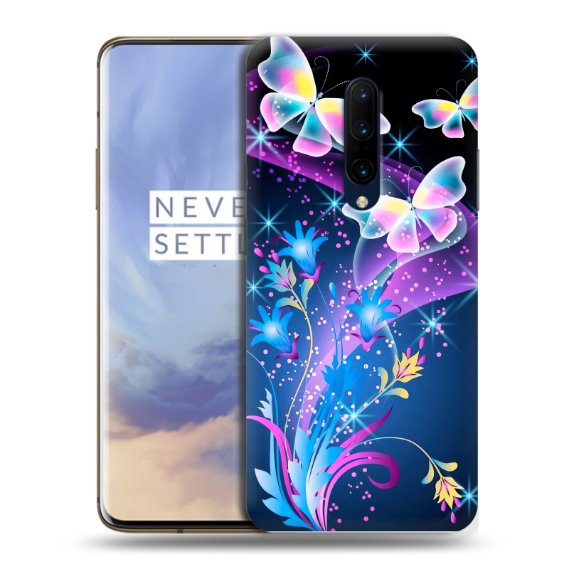 Силиконовый противоударный чехол на OnePlus 7 Pro с принтом Бабочки Силиконовый противоударный чехол на OnePlus 7 Pro с принтом Бабочки