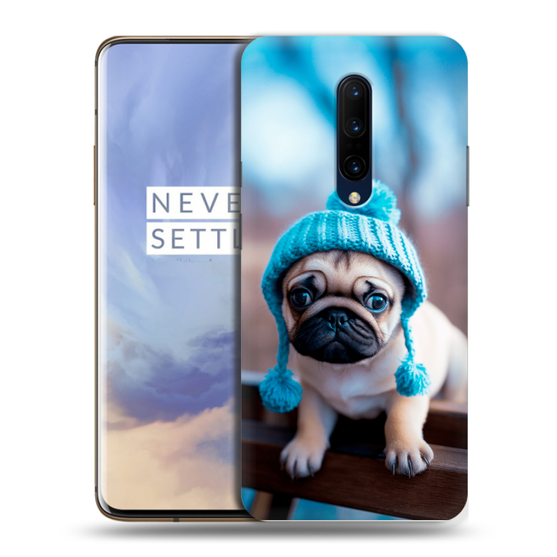 Силиконовый противоударный чехол на OnePlus 7 Pro с принтом Мопс в шапке Силиконовый противоударный чехол на OnePlus 7 Pro с принтом Мопс в шапке