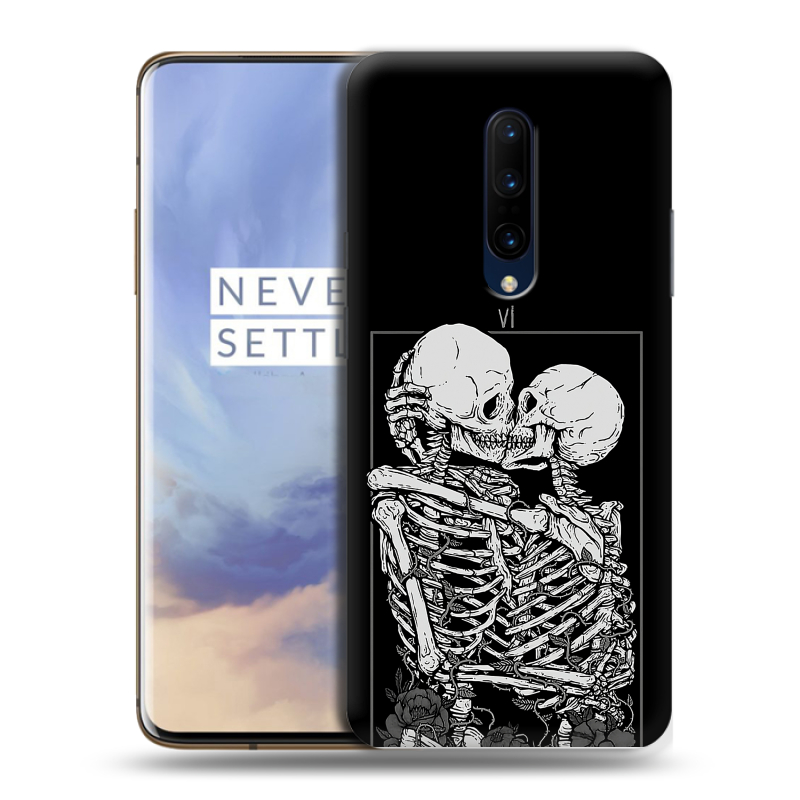 Силиконовый противоударный чехол на OnePlus 7 Pro с принтом Поцелуй скелетов Силиконовый противоударный чехол на OnePlus 7 Pro с принтом Поцелуй скелетов