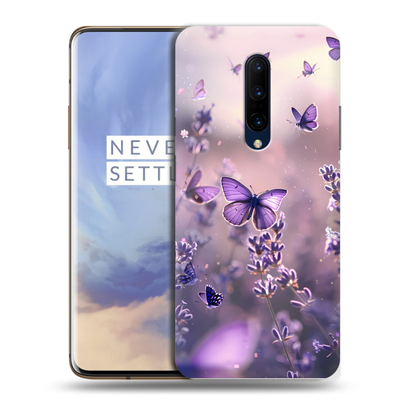 Силиконовый чехол на OnePlus 7 Pro с принтом бабочки и лаванда Силиконовый чехол на OnePlus 7 Pro с принтом бабочки и лаванда