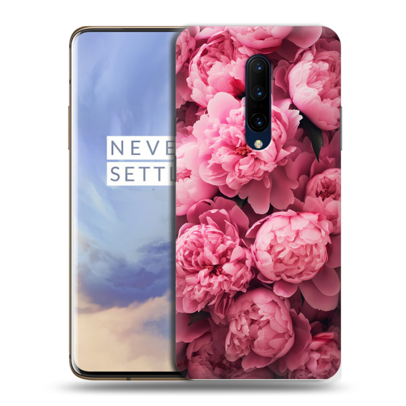 Пластиковый чехол на OnePlus 7 Pro с принтом цветы пионы Пластиковый чехол на OnePlus 7 Pro с принтом цветы пионы