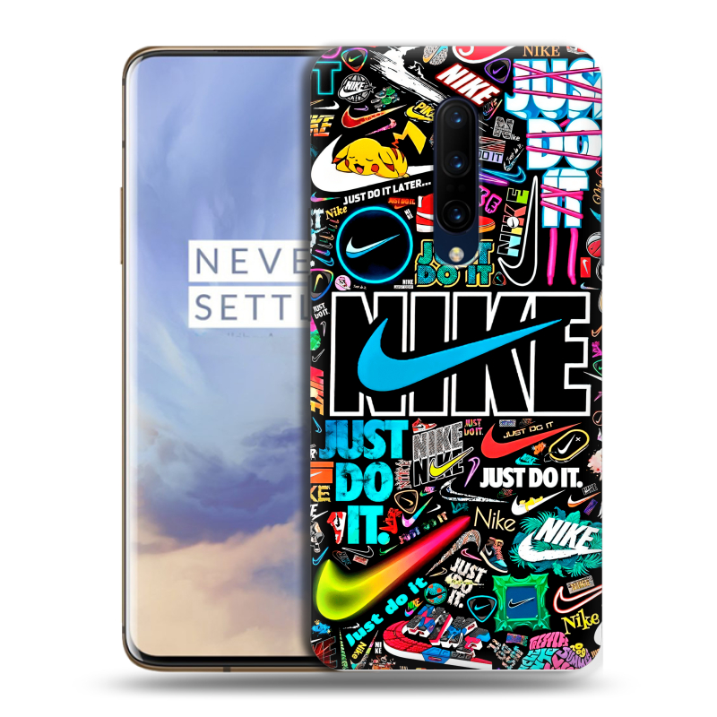Силиконовый чехол на OnePlus 7 Pro с принтом найк nike черный Силиконовый чехол на OnePlus 7 Pro с принтом найк nike черный