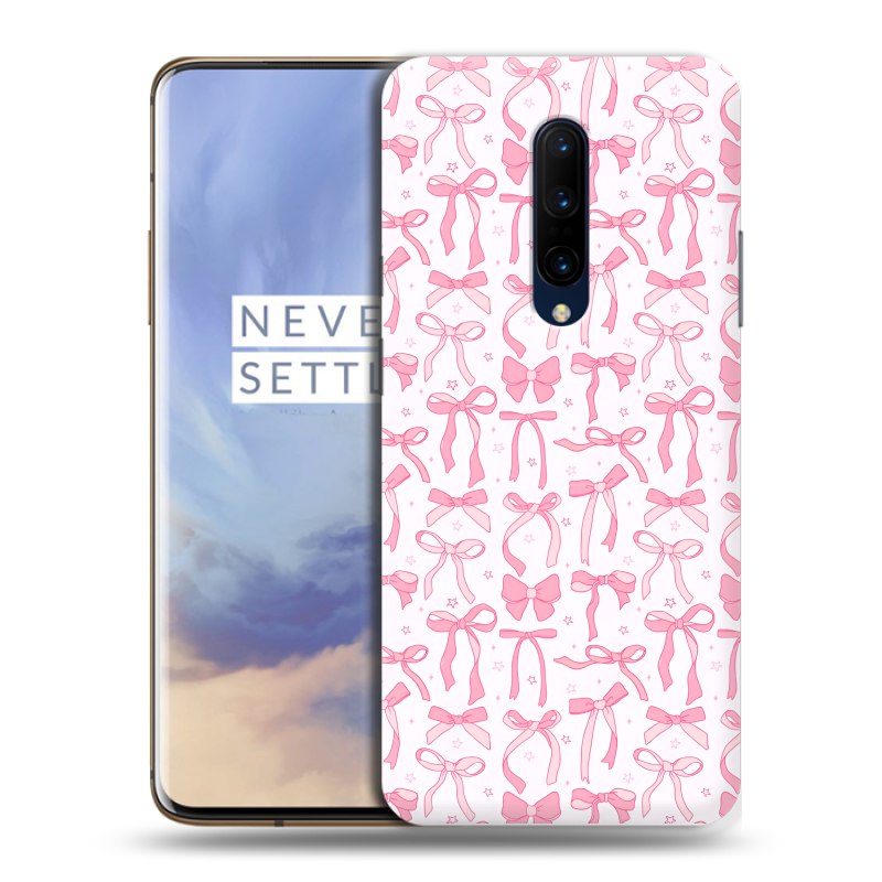 Пластиковый чехол на OnePlus 7 Pro с принтом Розовые бантики Пластиковый чехол на OnePlus 7 Pro с принтом Розовые бантики