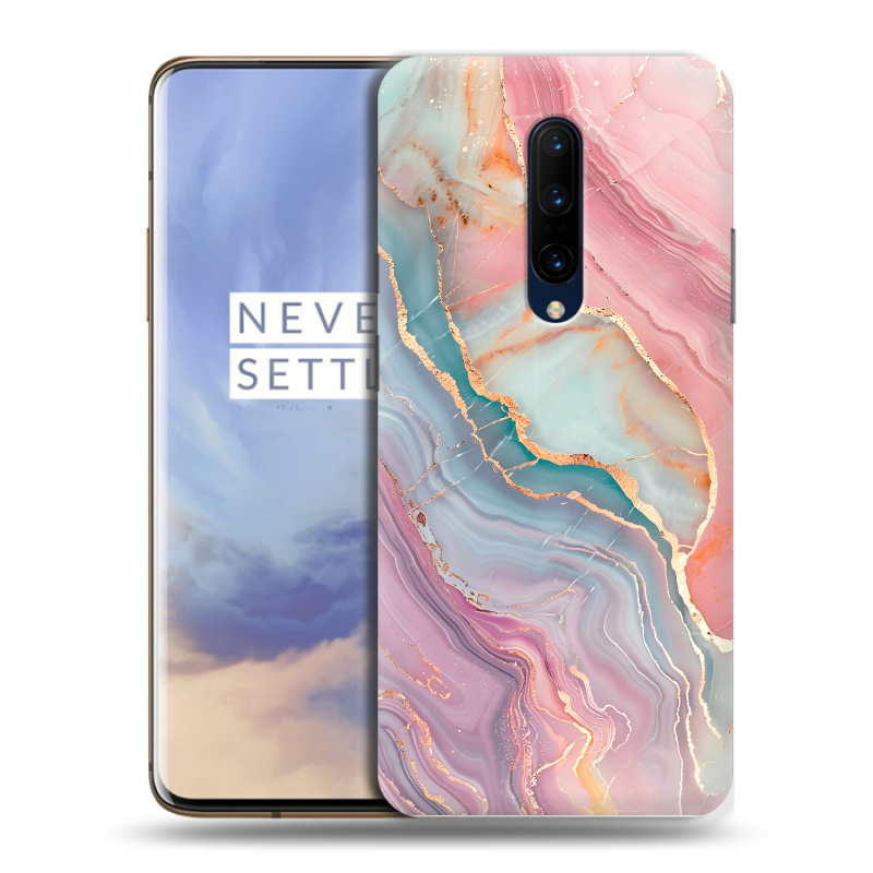 Пластиковый чехол на OnePlus 7 Pro с принтом розовый мрамор Пластиковый чехол на OnePlus 7 Pro с принтом розовый мрамор