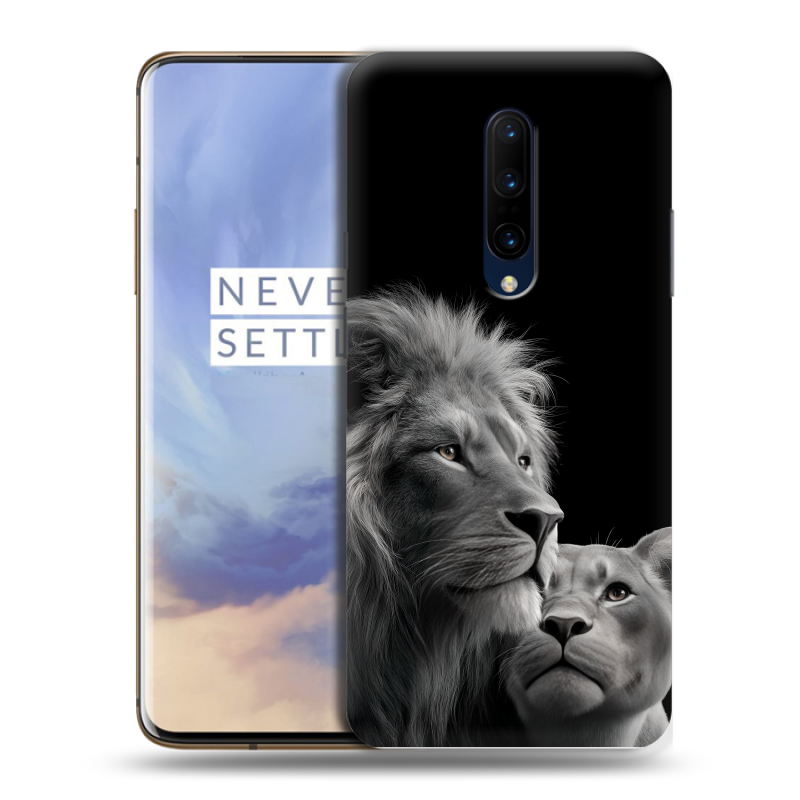 Пластиковый чехол на OnePlus 7 Pro с принтом Лев кошки Пластиковый чехол на OnePlus 7 Pro с принтом Лев кошки
