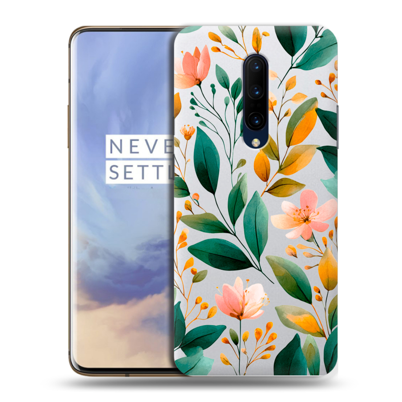 Пластиковый чехол на OnePlus 7 Pro с принтом Цветы паттерн Пластиковый чехол на OnePlus 7 Pro с принтом Цветы паттерн