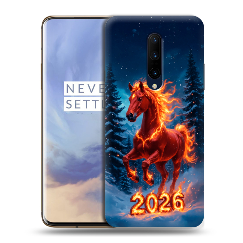 Силиконовый чехол на OnePlus 7 Pro с принтом Новый год коня Силиконовый чехол на OnePlus 7 Pro с принтом Новый год коня