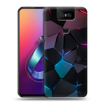 Пластиковый чехол на ASUS ZenFone 6 ZS630KL с принтом Геометрия неона