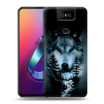 Пластиковый чехол на ASUS ZenFone 6 ZS630KL с принтом Лесной волк