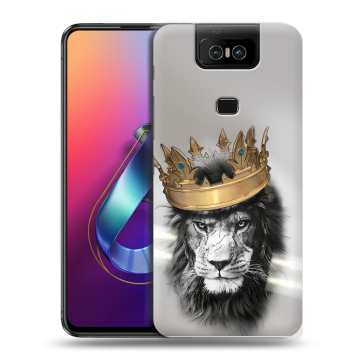 Пластиковый чехол на ASUS ZenFone 6 ZS630KL с принтом Лев с короной Пластиковый чехол на ASUS ZenFone 6 ZS630KL с принтом Лев с короной