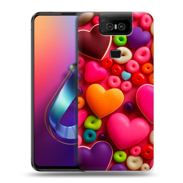 Пластиковый чехол на ASUS ZenFone 6 ZS630KL с принтом Сердечки Пластиковый чехол на ASUS ZenFone 6 ZS630KL с принтом Сердечки