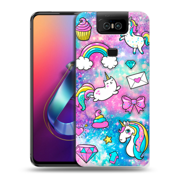 Пластиковый чехол на ASUS ZenFone 6 ZS630KL с принтом Единороги Пластиковый чехол на ASUS ZenFone 6 ZS630KL с принтом Единороги